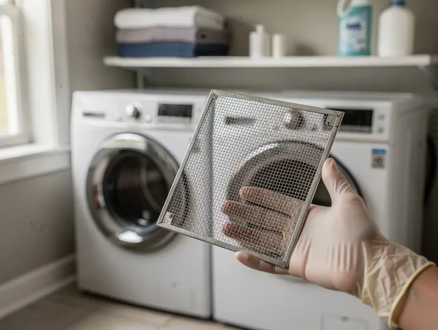 Delray Beach Dryer Vent Cleaning specialist performing detailed lint trap cleaning service in Delray Beach