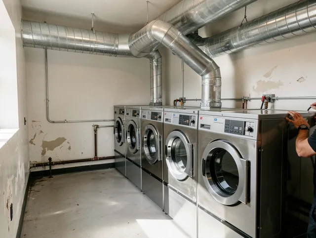 Delray Beach Dryer Vent Cleaning team performing large-scale commercial dryer vent cleaning in Delray Beach