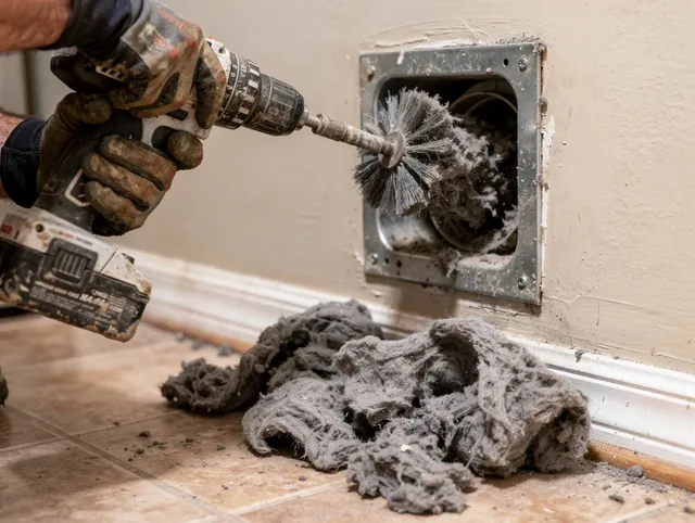 Certified Delray Beach Dryer Vent Cleaning technician performing dryer vent cleaning in Delray Beach