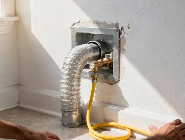 Delray Beach Dryer Vent Cleaning certified technician performing specialized gas dryer vent cleaning in Delray Beach